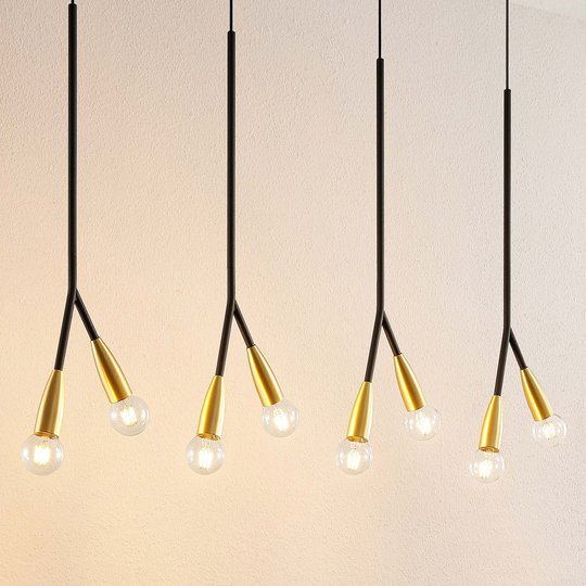 Lucande Carlea -riippuvalo, 8-lamp. musta-messinki