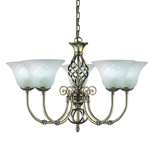 5-lamp. siirtomaatyylinen CAMEROON-kattokruunu