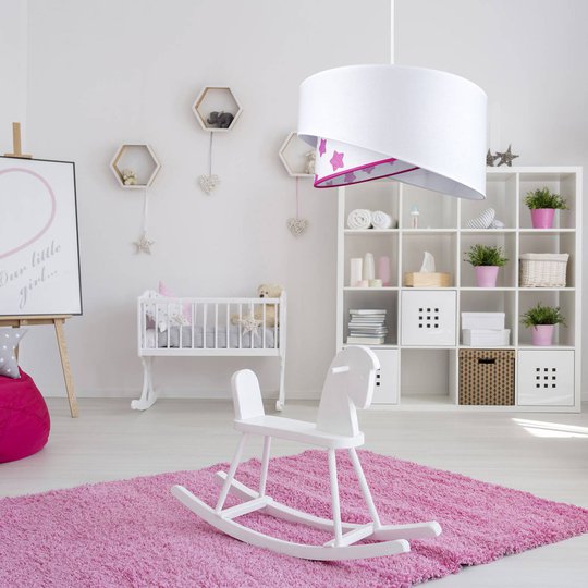 Riippuvalaisin Cello, tähtiä, valkoinen/pinkki