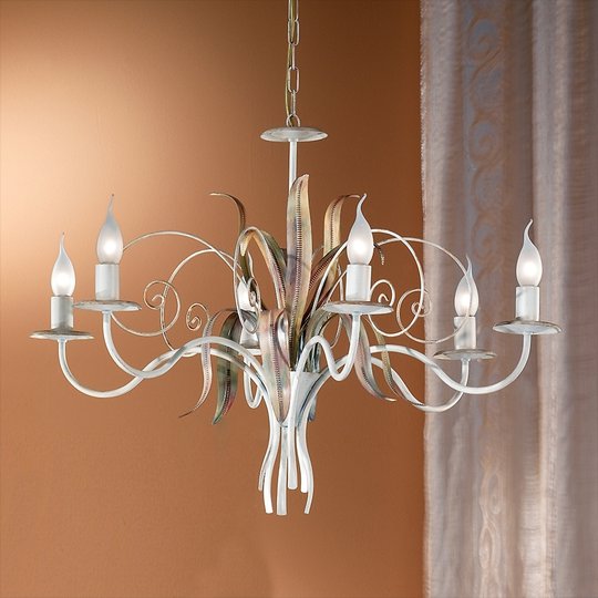 Florentinen kattokruunu FLORA 6-lamp., norsunluu