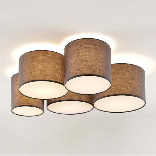 Lindby Laurenz -kattovalo, 5-lamp. 83 cm harmaa