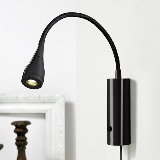 LED-seinävalo Mento joustovarrella, musta