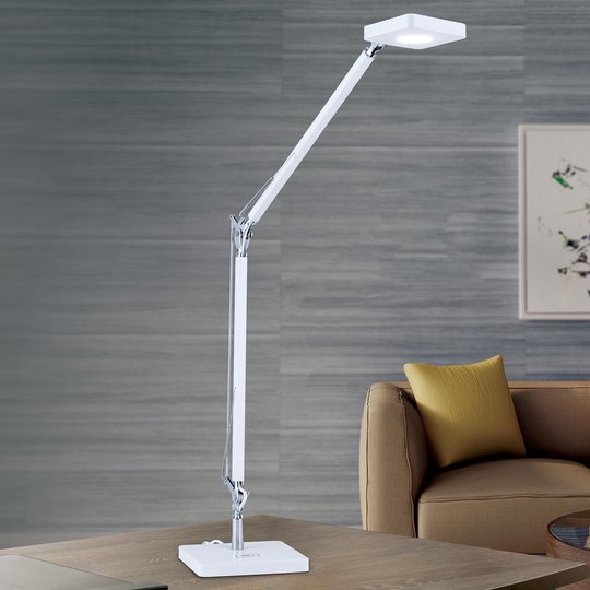 Qi-ladattava LED-työpöytävalaisin Dave, valkoinen