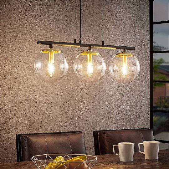 Lucande Sotiana -riippuvalo lasikuulilla, 3-lamp.