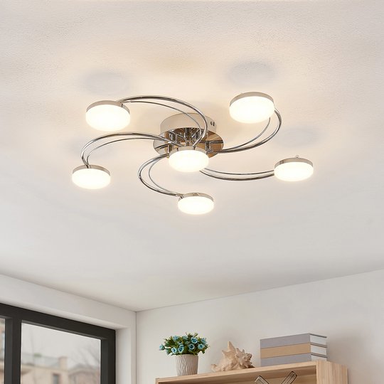 Lindby Rouven -LED-kattovalaisin, kaareva, 6-lamp.