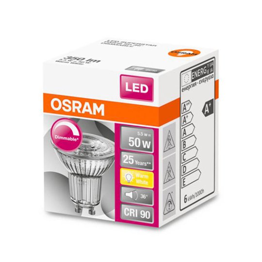OSRAM-LED-lasi-heijastin GU10 5,5W 927 36° dim