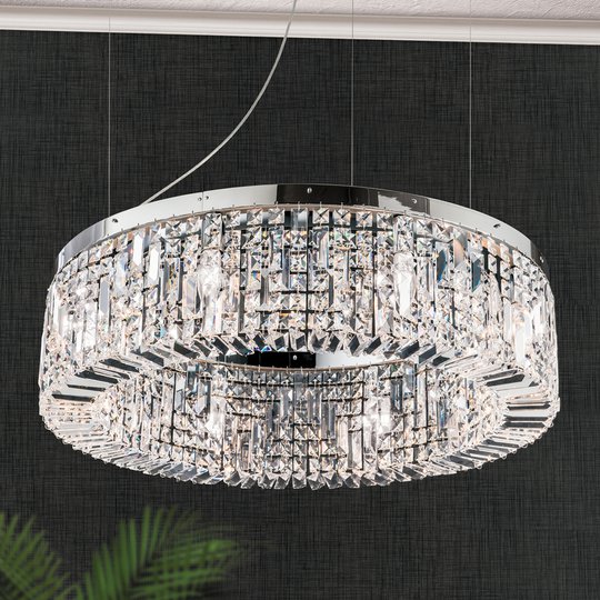Loistava kristalliriippuvalaisin Ring, 80 cm kromi