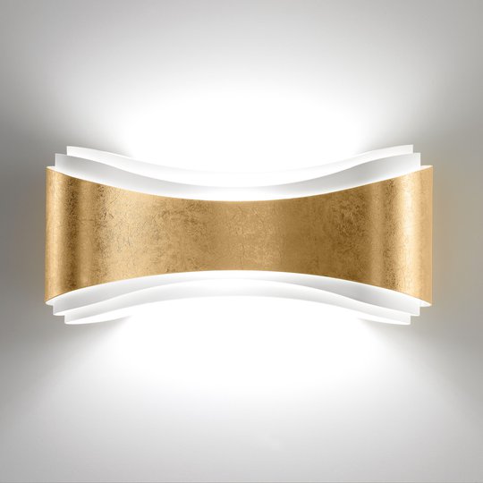 LED-seinävalaisin Ionica ja lehtikultakoriste