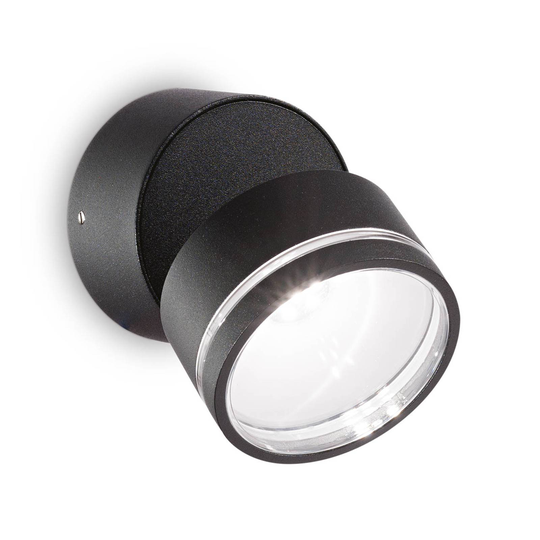 Ideal Lux Omega Round -LED-seinävalo 4 000 K musta