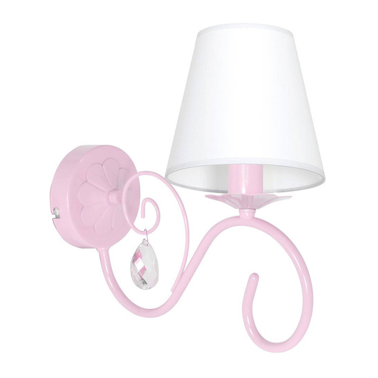 Seinälamppu Sara kangasvarjostin, valkoinen/pinkki
