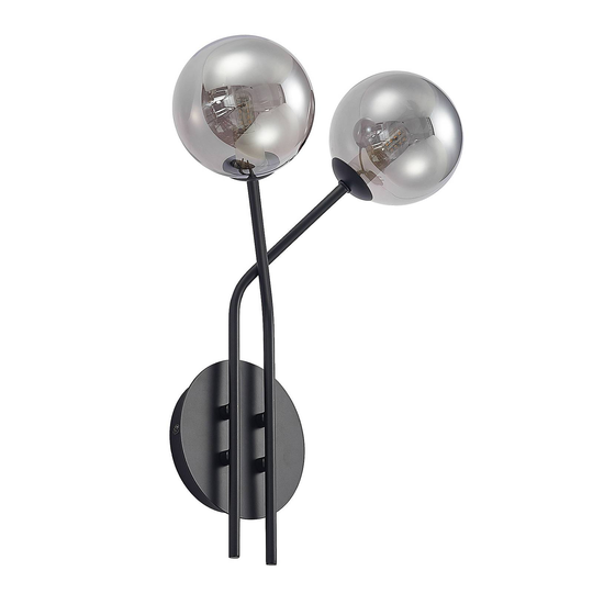 Lucande Wynona -seinävalaisin, 2-lamp., musta
