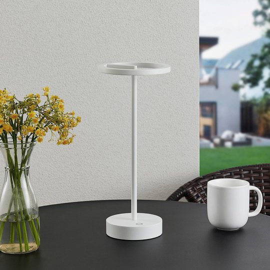 Lucande Halona -LED-pöytälamppu, USB, valkoinen