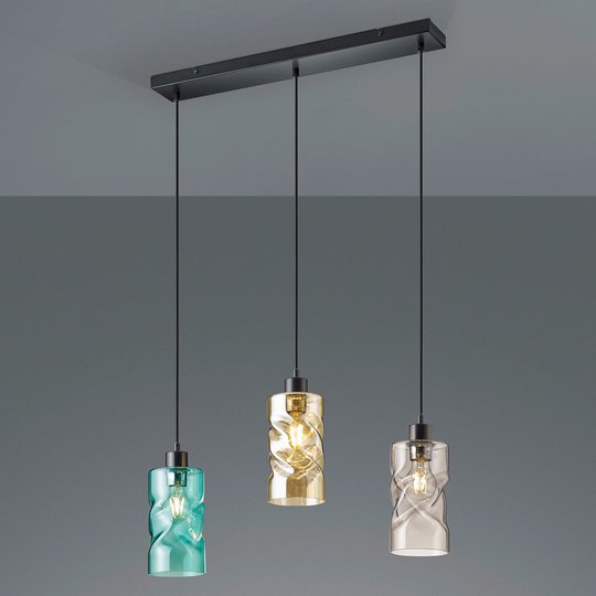 Tankoriippuvalaisin Swirl, lasivarjostimet 3-lamp.
