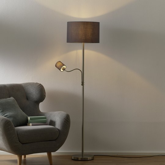 Hotel-lattiavalaisin, lukuvalo, harmaa varjostin