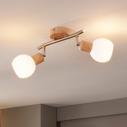 2-lamppuinen LED-kohdevalo Svenka, puupinta