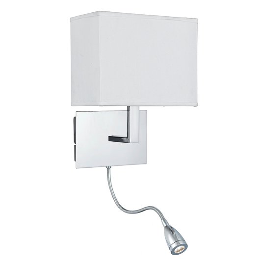 Seinävalaisin 6519, jossa on LED-lukuvalo, kromi