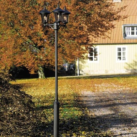 Virgo-pylväsvalaisin, 3-lamppuinen, mattamusta