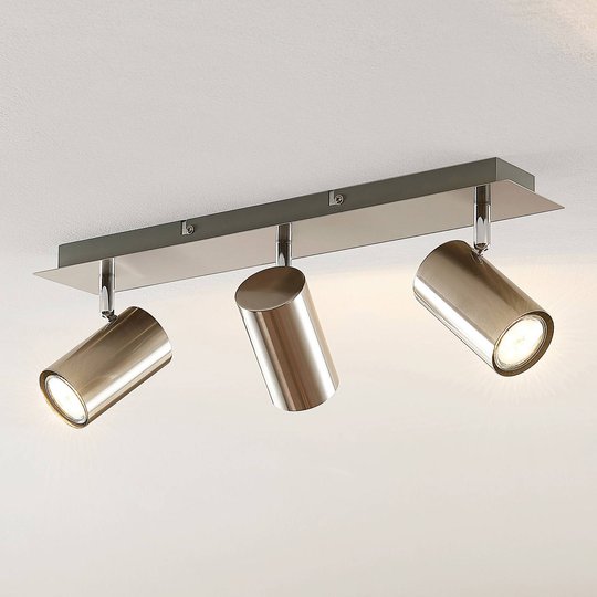 Lindby Joffrey -kattokohdevalo, 3-lamp., nikkeli