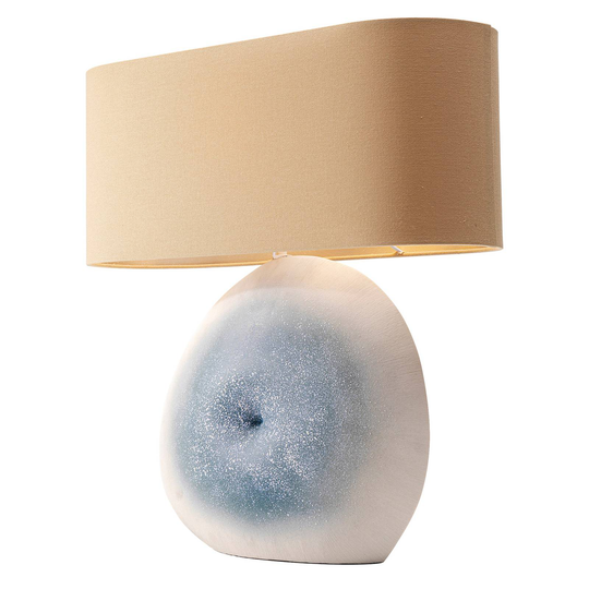 KARE Agate -pöytävalo keramiikkaa, kangasvarjostin