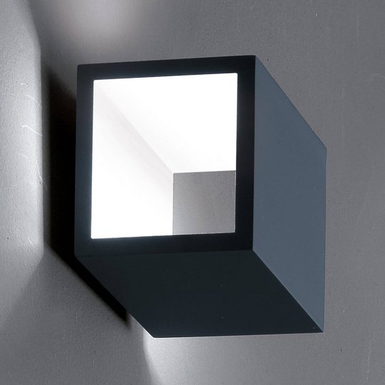 ICONE Cubò-LED-seinävalaisin 10W titaani/valkoinen