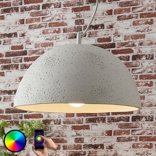 Lindby Smart betoniriippuvalaisin Carolle, RGB-LED
