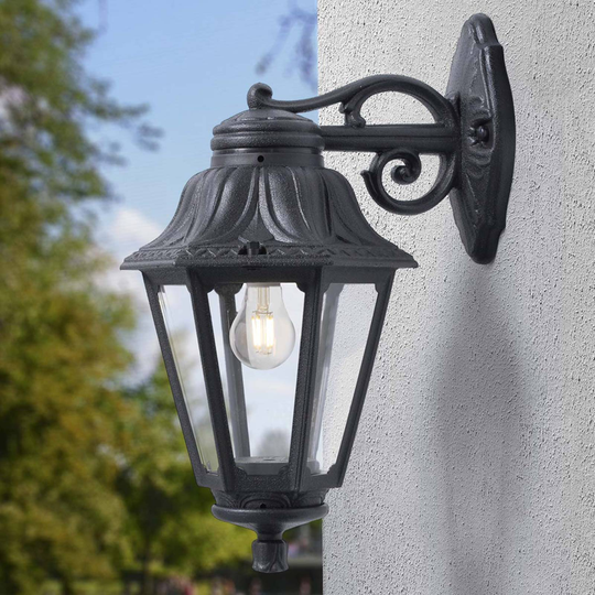 LED-ulkoseinävalaisin Bisso, musta lyhty