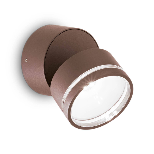 Ideal Lux Omega Round -LED-seinävalo 4 000 K kahvi