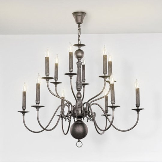 Kattokruunu Holandesas 12 lamp., antiikki hopea