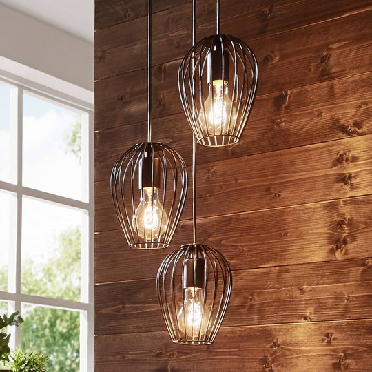 Newtown-riippuvalaisin, musta, 3-lamp., pyöreä
