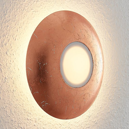 Lindby Illuma -LED-seinävalaisin maitolasi, kupari