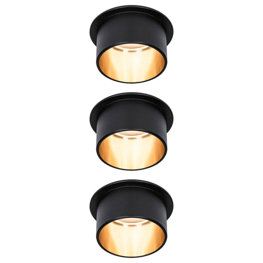 Paulmann Gil -LED-uppovalo mattamusta/kulta, 3 kpl