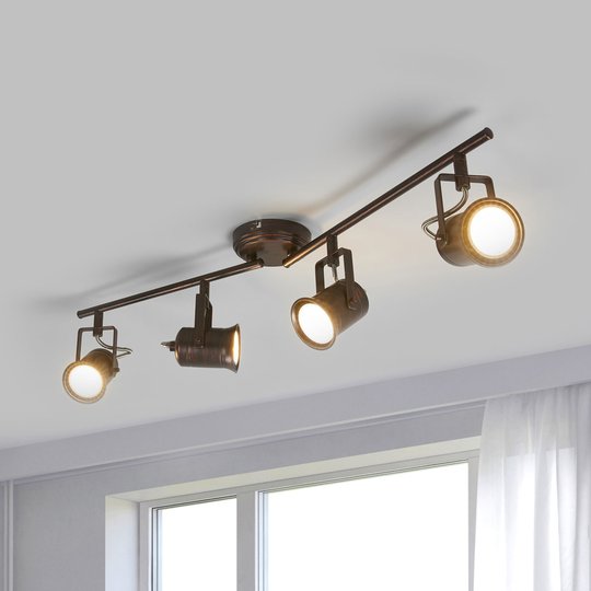 4-lamppuinen LED-kattovalaisin, rustiikkinen tyyli