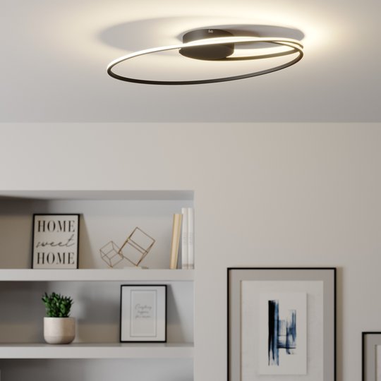 Lindby Xenias -LED-kattovalaisin, musta 60 x 35