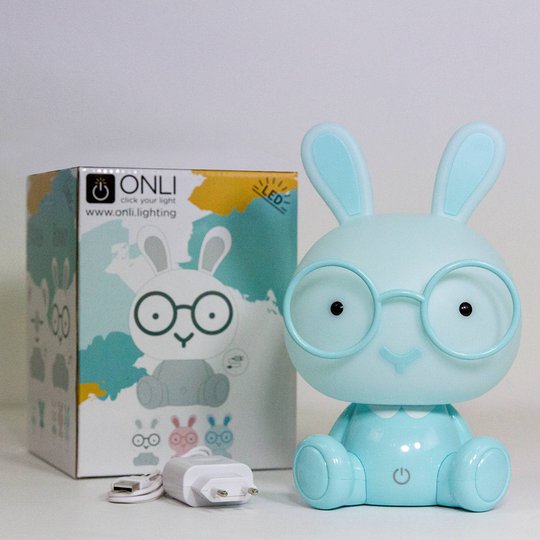 Lastenhuoneen Bunny-LED-pöytälamppu vaaleansininen