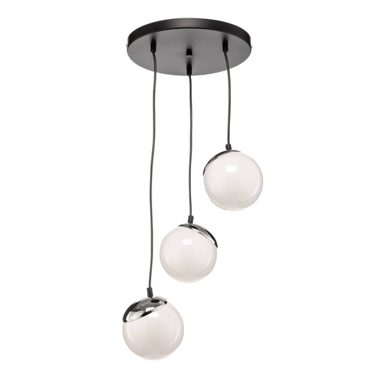 Riippuvalo Sfera 3-lamppuinen, lasi/kromi/musta
