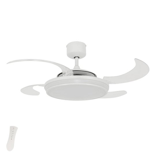 Valkoinen LED-kattotuuletin Fanaway Evo1 sekä valo