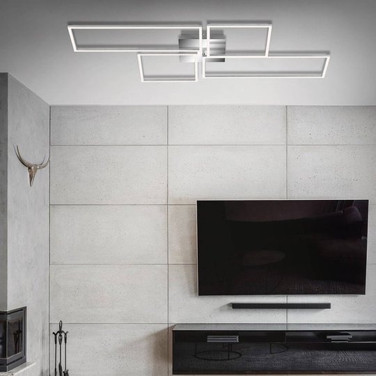 LED-kattovalaisin Frame CCT, kromi, 110 x 54 cm