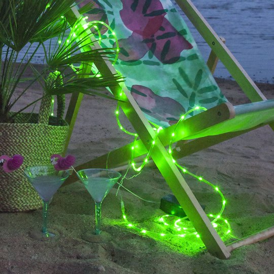 LED-valokaapeli Tuby, paristokäyttöinen, vihreä