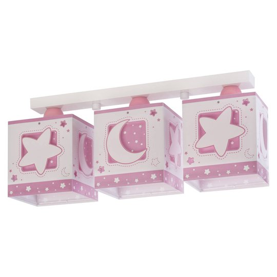 Lastenhuoneen kattovalo Moonlight, 3-lamp., roosa