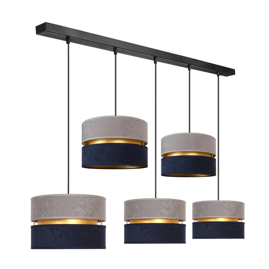 Riippuvalo Duo sininen/harmaa/kulta Ø25cm 5 valoa