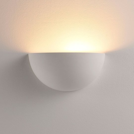Puolipyöreä LED-seinävalo Narin, kipsi valkoinen