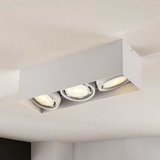 LED-alasvalo Rosalie 3-lamp., kulmikas, valkoinen