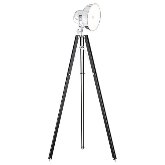 LED-lattiavalo Forada, kolmijalka, puu musta/kromi