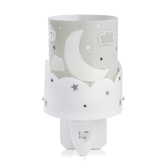 Lastenhuoneen LED-yövalo Moon, harmaa