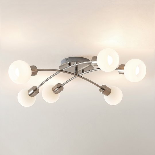 Lindby Agmar -LED-kattovalaisin nikkeliä, 6-lamp.