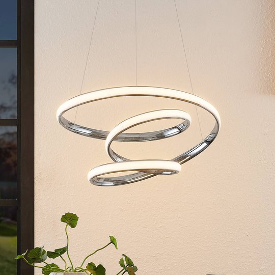 Lucande Sakina -LED-riippuvalaisin kromi Ø 48 cm