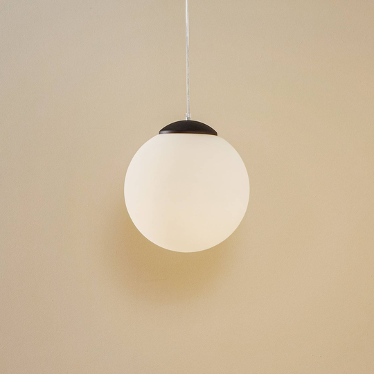 Riippuvalaisin Ball, opaalilasi, kromi, Ø 30 cm