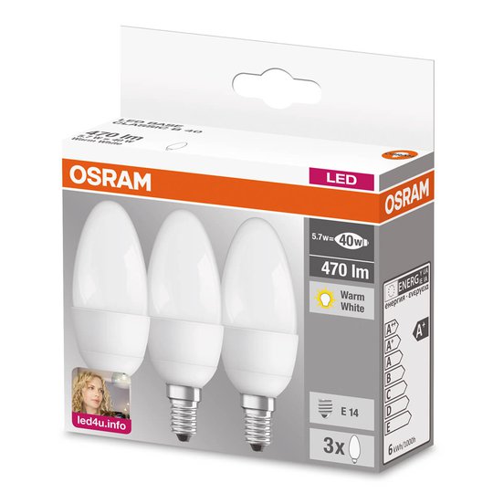 E14 5,3W 827 LED-kynttilälamppu 3 kpl matta