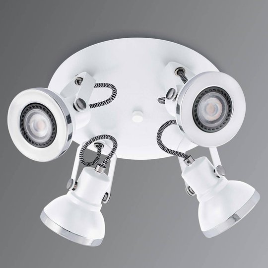 Nelilamppuinen LED-kattokohdevalo Ring, valkoinen