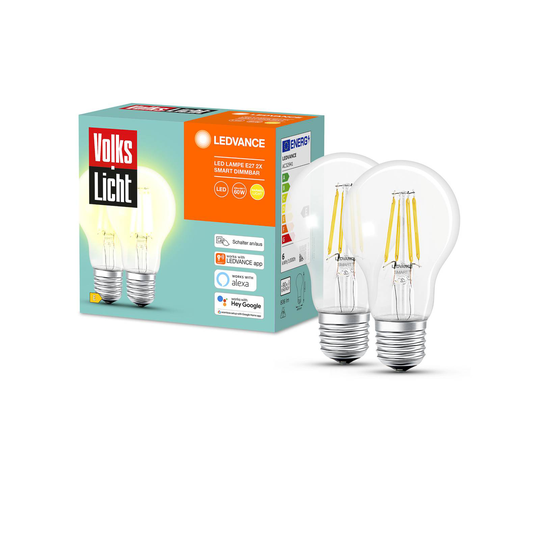 LEDVANCE SMART+ Bluetooth E27 6W filamentti 2-kpl